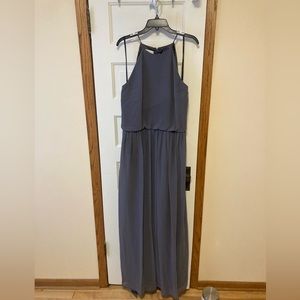 Grey, floor-length formal dress